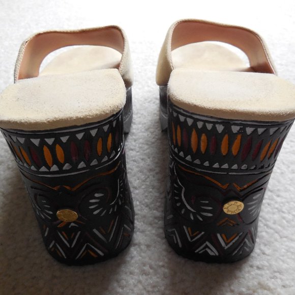 Red Wall Wooden Platform Sandals Size 39 - Picture 4 of 5